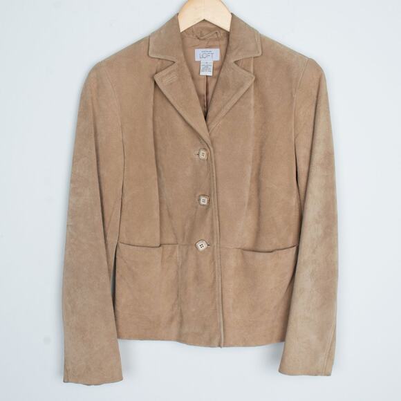 Vintage 90s Y2K Neutral Tan Suede Fitted Jacket XS - Picture 4 of 5
